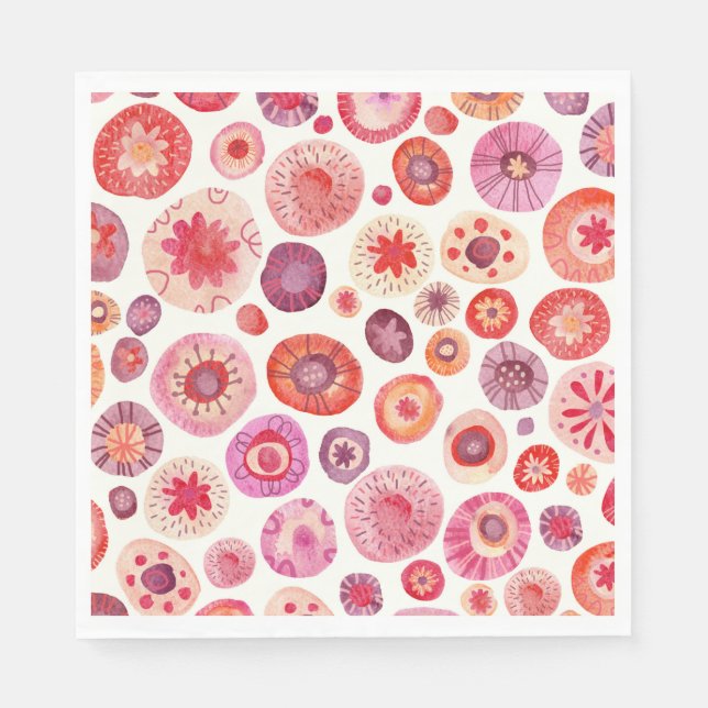 Serviette En Papier Rose floral Abstrait (Devant)