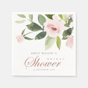 SERVIETTE EN PAPIER ROSE FLORAL DOUCE PÂLE POUR LAVER BRIDAL SHOWER