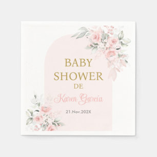 Serviette En Papier Rose Floral espagnol Baby shower fille