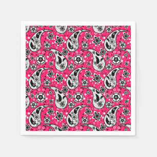 Serviette En Papier Rose Floral Paisley Design Motif