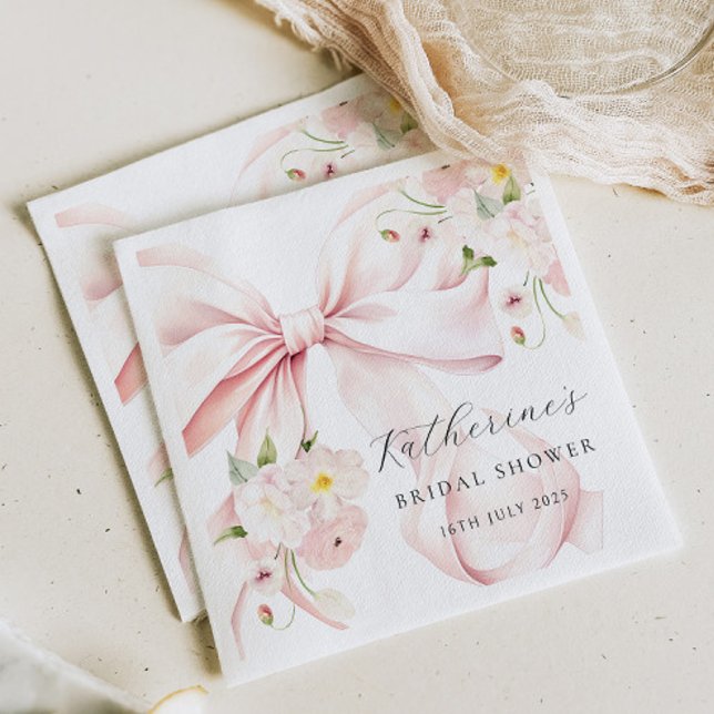 Serviette en papier rose florale pour mariage (Créateur téléchargé)