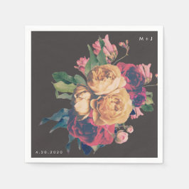 Serviette En Papier Rose foncé Botanique Pied Mariage table