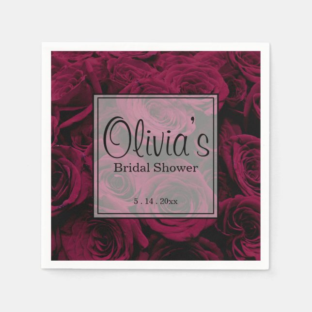 Serviette En Papier Rose foncé magenta rouge bordeaux (Devant)