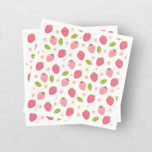 Serviette en papier rose fraise mignonne pour l'an