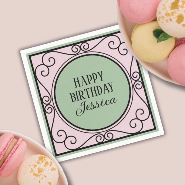 Serviette En Papier Rose Français Paris thème fille Anniversaire Papie (Parisian theme Birthday paper napkin)