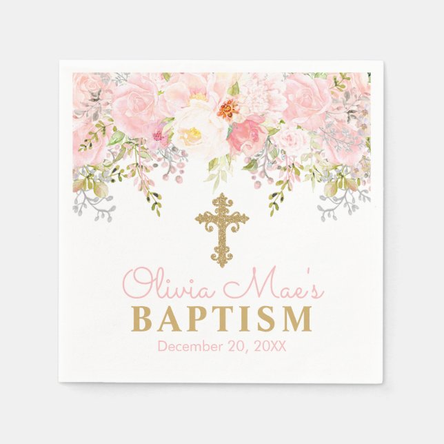Serviette En Papier Rose Garden Girl Baptême Fête personnalisée (Devant)