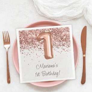 Serviette En Papier Rose Gold 1er fête d'anniversaire