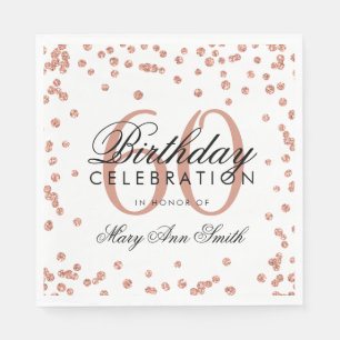 Serviette En Papier Rose Gold 60e anniversaire Parties scintillant Con