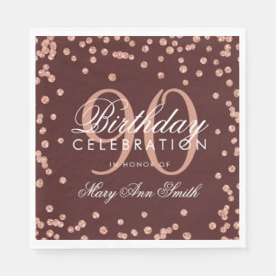 Serviette En Papier Rose Gold 90e anniversaire Parties scintillant Con
