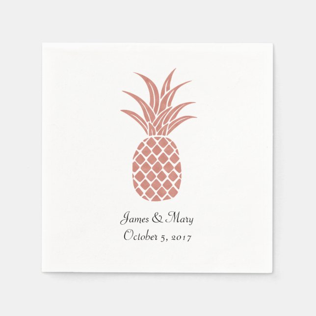 Serviette En Papier Rose Gold Ananas Mariage Cocktail Cocktail Napkins (Devant)