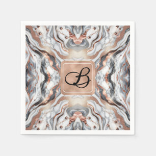 Serviette En Papier Rose Gold Argent & Marbre Blanc Féminin 