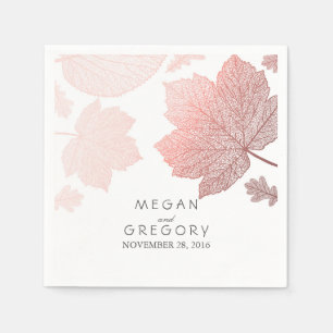 Serviette En Papier Rose Gold Automne laisse un mariage élégant