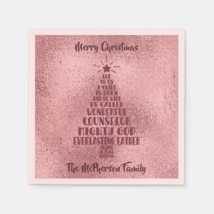 Serviette En Papier Rose Gold Christian Christmas Scripture - Ajouter