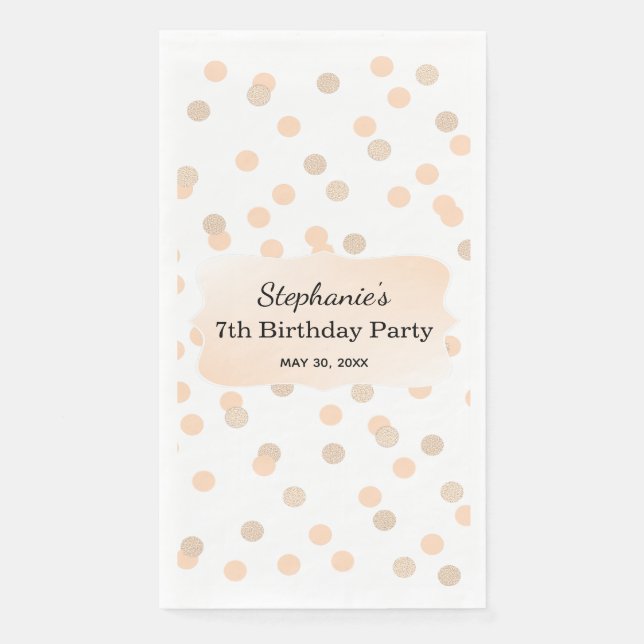 Serviette En Papier Rose Gold Confetti fête d'anniversaire (Devant)