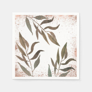 Serviette En Papier Rose Gold Cuivre Botanique Glam Moderne Mariage
