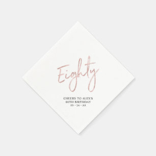 Serviette En Papier Rose gold Félicitations pour Quatre-Vingts Moderne