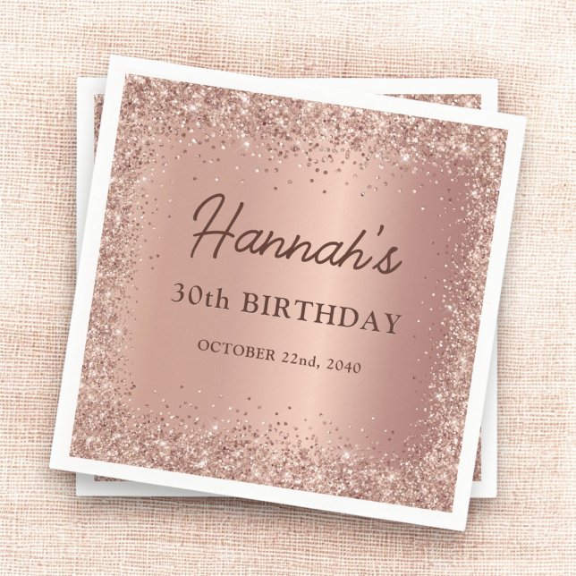 Serviette En Papier Rose Gold Foil Parties scintillant 30e anniversair (Créateur téléchargé)