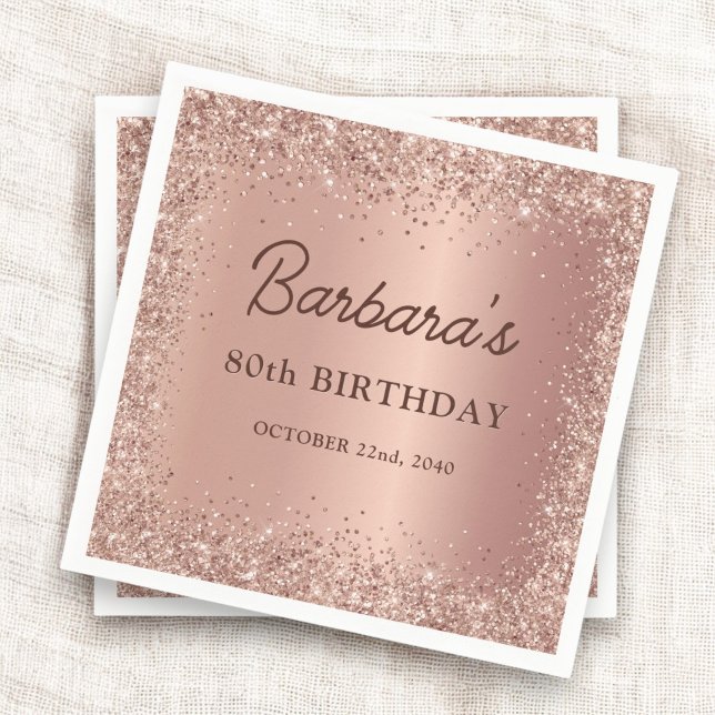 Serviette En Papier Rose Gold Foil Parties scintillant 90e anniversair (Créateur téléchargé)
