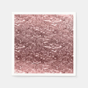 Serviette En Papier Rose Gold Liquide Chrome Métallisé Glam Party