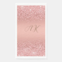 Rose Gold Luxe Élégant Monogramme à l'effet paille