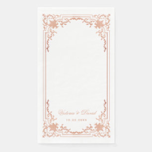 Serviette En Papier Rose Gold Mariage Élégant Vintage Script antique