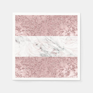 Serviette En Papier Rose Gold Modern Glam Marbre & Parties scintillant