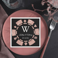 Rose Gold Monogram Poker Chip Casino Mariage