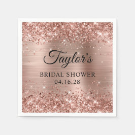 Serviette En Papier Rose Gold Pailleté Personnalisé Bridal Shower