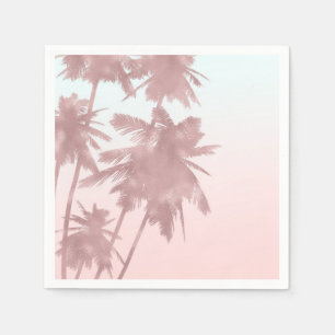 Serviette En Papier Rose Gold Palmiers Roses Plage Ombrée Palmiers