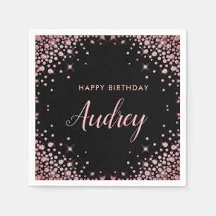 Serviette En Papier Rose Gold Parties scintillant 21e Joyeux Monogramm