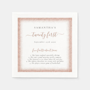 Serviette En Papier Rose Gold Parties scintillant Fun Facts Nom Date 2