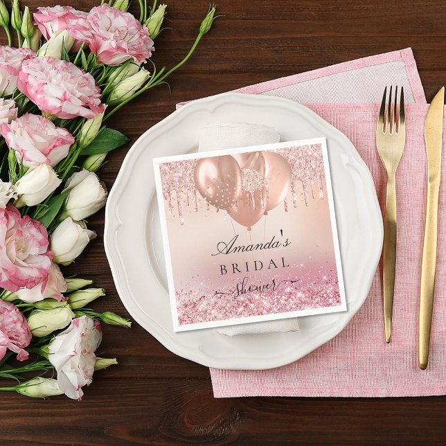 Serviette En Papier rose gold poudré pailleté pour l'anniversaire de m (Créateur téléchargé)