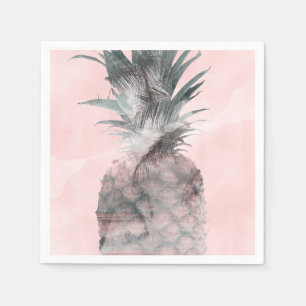 Serviette En Papier Rose Gold Rose Tropical D'été Ananas Fête
