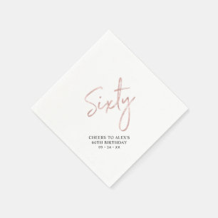 Serviette En Papier Rose gold Soixante   Moderne Fête d'anniversaire 6