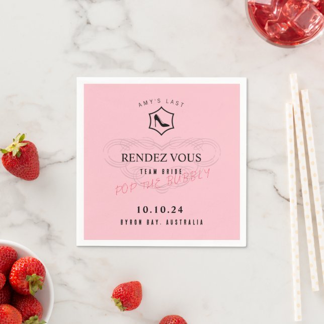 Serviette En Papier Rose inspirée de Veuve personnalisée  (En situation)