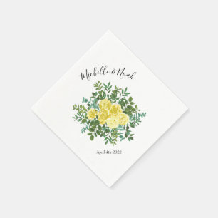 Serviette En Papier Rose jaune clair Vintage Mariage de printemps