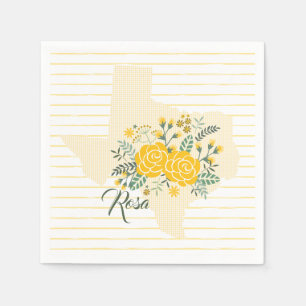 Serviette En Papier Rose jaune du Texas - En vichy Etat avec Rose