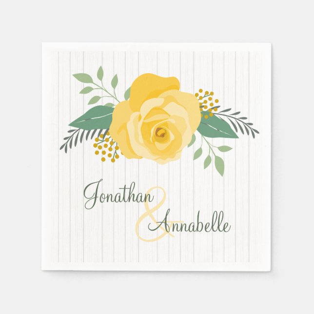 Serviette En Papier Rose jaune du Texas Mariage (Devant)