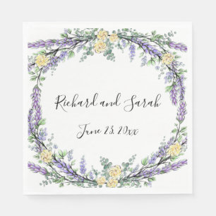 Serviette En Papier Rose jaune lavande et Eucalyptus