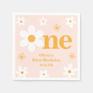 Serviette En Papier Rose Jaune Une Daisy 1er Anniversaire Fille