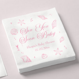 Serviette En Papier Rose la Mer Bientôt Fête Prénatale Côtière Bébé