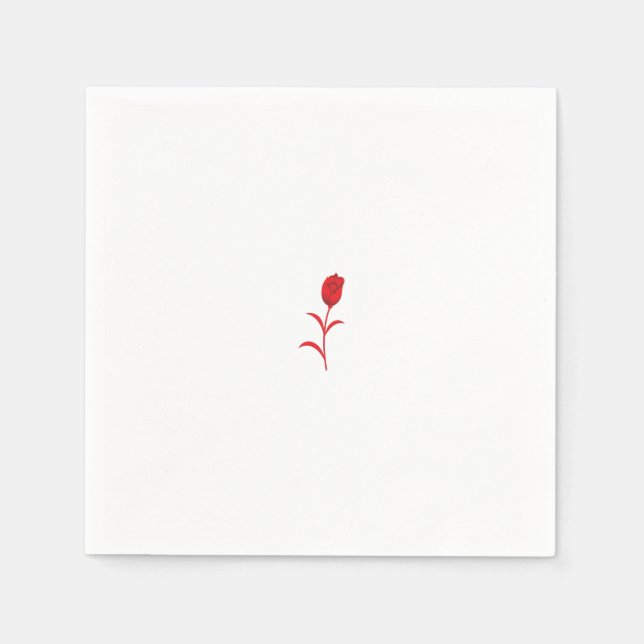 Serviette En Papier Rose Madder, Rouge lave, design floral (Devant)