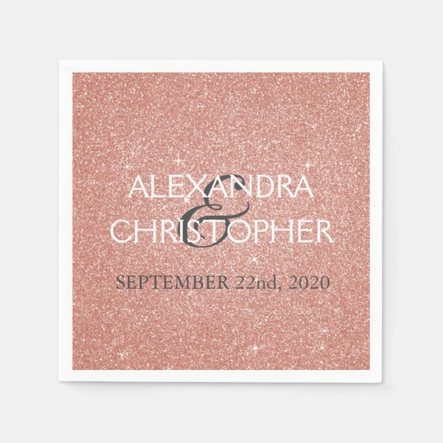 Serviette En Papier Rose mariage Gold Blush Parties scintillant rose (Devant)