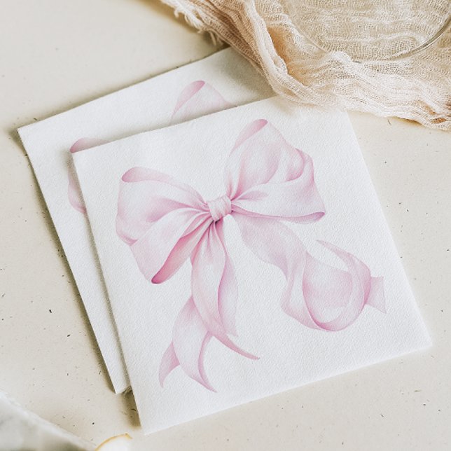 Serviette en papier rose minimaliste avec noeud (Créateur téléchargé)