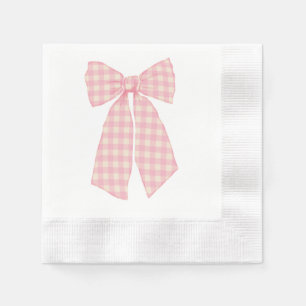Serviette En Papier Rose moderne En vichy Romantique Coquette Bow Coin