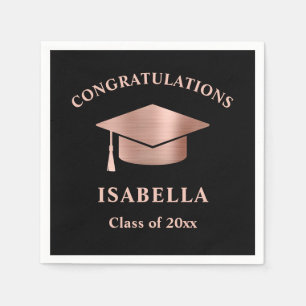 Serviette En Papier Rose moderne Gold Custom Graduation