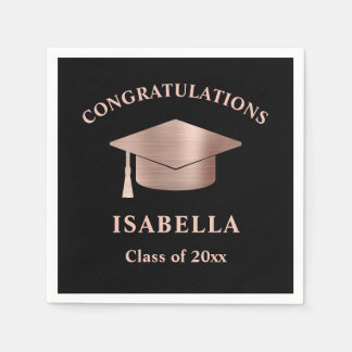 Serviette En Papier Rose moderne Gold Custom Graduation