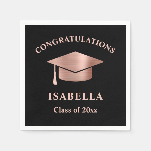 Serviette En Papier Rose moderne Gold Custom Graduation (Devant)