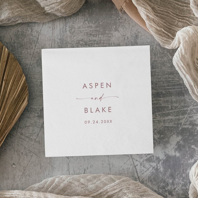 Serviette En Papier Rose moderne  Gold Script Mariage Napkins (Créateur téléchargé)