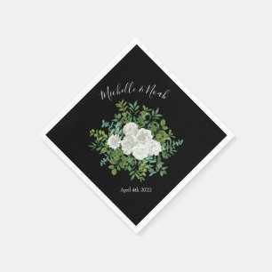 Serviette En Papier Rose noir blanc Mariage élégant moderne